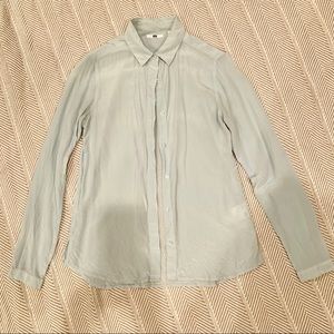 Uniqlo light blue 100% silk shirt XS